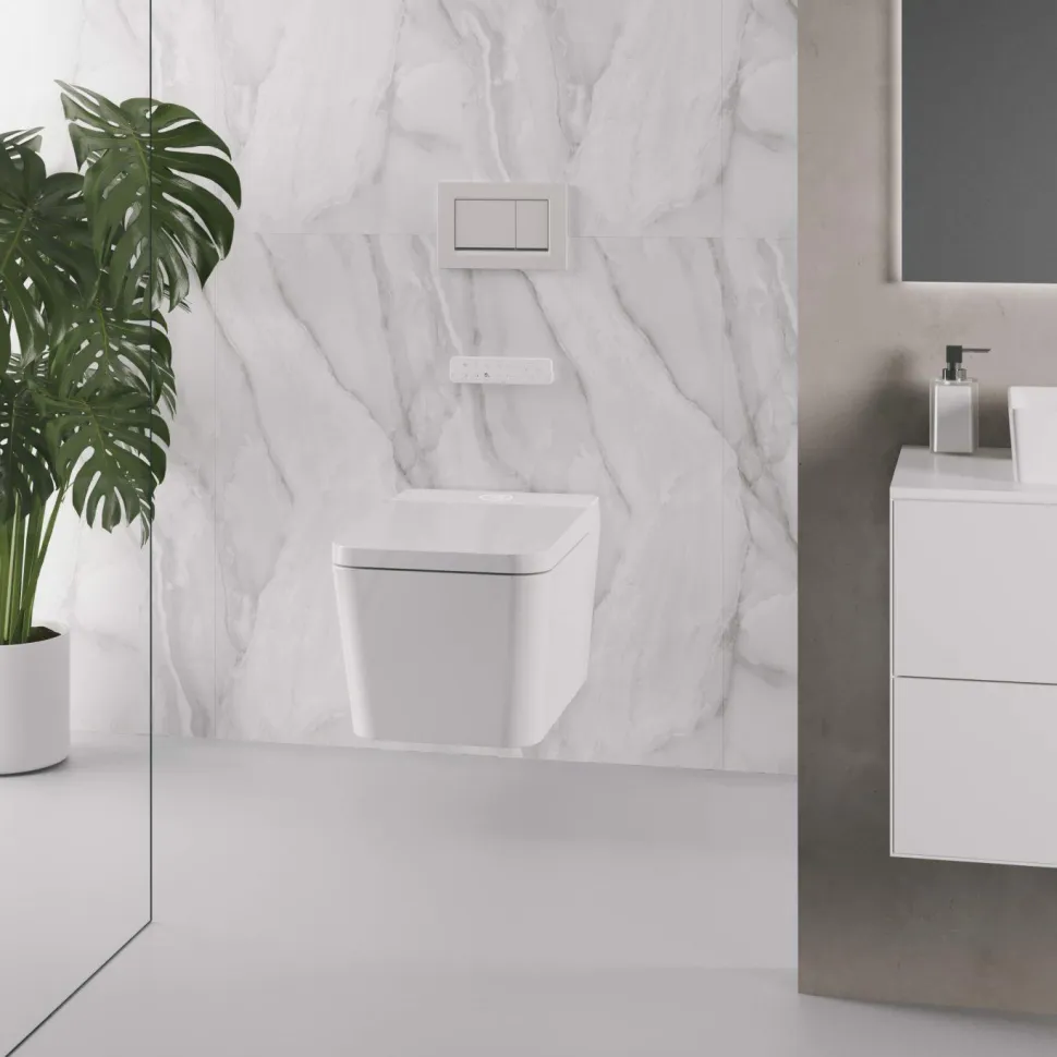 Inodoro Suspendido Con Función De Lavado Agua Fria Y Caliente Smart Toilet Con Display Blanco – Isla – Mizubath – HNMISLA0010012
