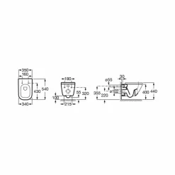 Inodoro Suspendido Con Salida Horizontal (incluye Taza Y Tapa Amortiguada De Supralit®) – Roca – The Gap Square – A346477000/A80147200B