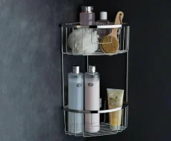 Jabonera Rejilla Baño Doble Triangular T11 AISI 304 Cromo – 30001T110120 – AQG
