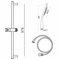 Kit Ducha Tekno Con Accesorios Slim Multi Cromo Flexo Doble Grapado – 368500 – Galindo