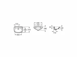 Lavabo De Porcelana Mural – Ibis – Roca – A320841001