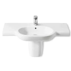 Lavabo De Porcelana Mural Con Pedestal – Roca – Meridian