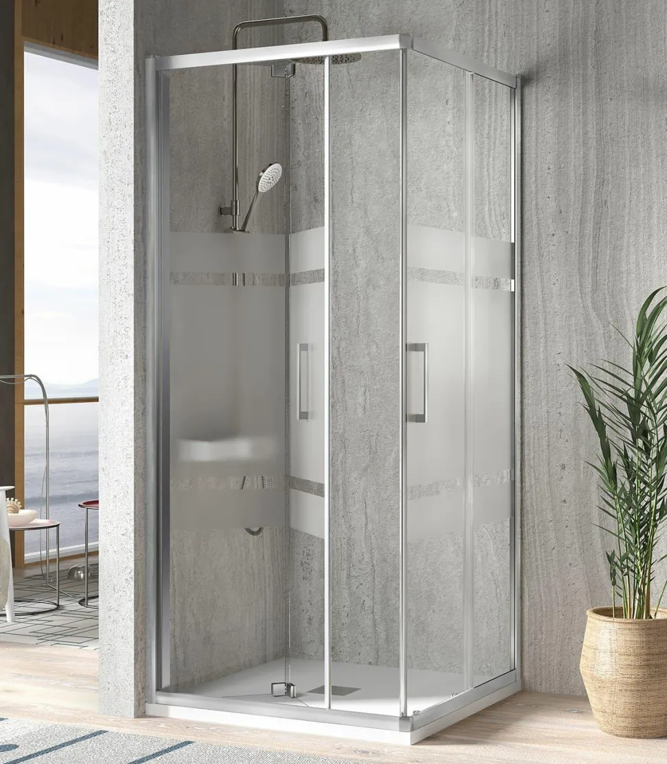 Mampara Angular De Ducha Plegable + Corredera Para Espacios Reducidos – Serie 300 TR705 + TR707 – Kassandra