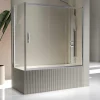 Mampara De Bañera Fijo + 2 Puertas Correderas 6 Mm Cromo Vidrio Transparente – Kaarol – KA151 – Kassandra