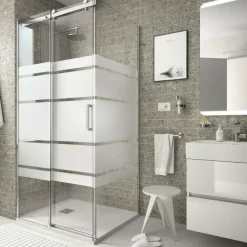 Mampara De Ducha Frontal Puerta Corredera + Fijo Con Lateral Fijo – Helsinki – Salgar
