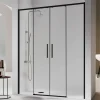Mampara De Ducha Frontal 2 Fijos + 2 Puertas Correderas Perfil Negro Mate – DE 100 – Delta – Kassandra
