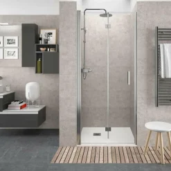 Mampara Frontal De Ducha De Puerta Abatible/plegable Altura 230 Cm – Serie Odense – Salgar