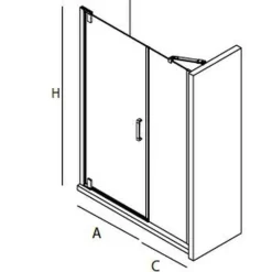 Mampara Frontal De Una Puerta Abatible Pivotante Con Fijo En Linea – Serie Malmö – Salgar