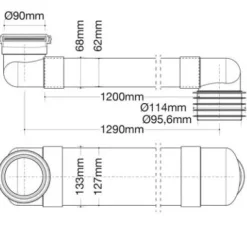 Manguito WC Rígido Extraplano Para Suelo 1290 Mm – Drena – 43450