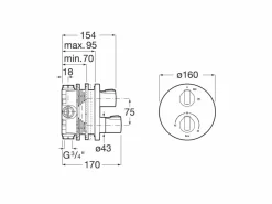 Mezclador Termostático Empotrable Para Baño – T-1000 – Roca – A5A2E09RG0