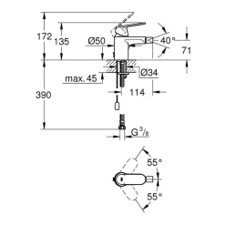 Monomando De Bidé Tamaño S Con Cadenilla – Euromsart Cosmopolitan – Grohe