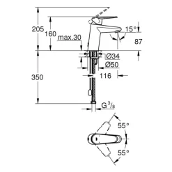 Monomando De Lavabo Tamaño S – Eurodisc Cosmopolitan – Grohe