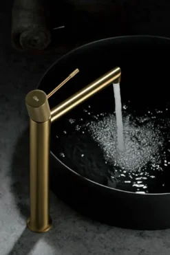 Monomando Lavabo Alto Line Oro Cepillado – BDD038-3OC – Imex