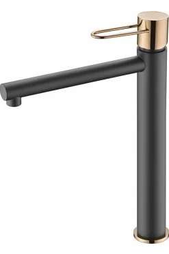 Monomando Lavabo Alto Milos Negro Oro Rosa – BDY027-3NOR – Imex
