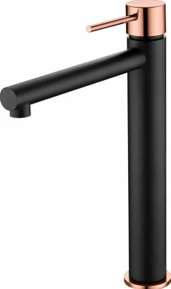 Monomando Lavabo Alto Milos Stick Negro Oro Rosa – BDYS045-3NOR – Imex
