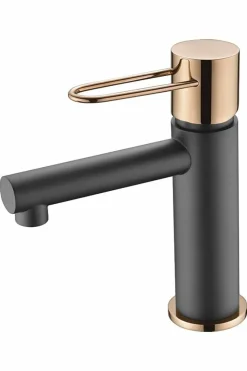 Monomando Lavabo Milos Negro Oro Rosa – BDY027-1NOR – Imex
