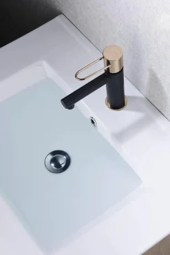 Monomando Lavabo Milos Negro Oro Rosa – BDY027-1NOR – Imex