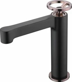 Monomando Lavabo Olimpo Negro Oro Rosa – BDC033-1NOR – Imex