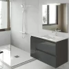 Mueble De 2 Cajones Y 1 Puerta + Lavabo Ceramico Flat + Espejo Liso Sevilla – Box – Visobath