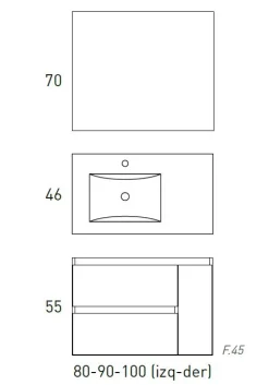 Mueble De 2 Cajones Y 1 Puerta + Lavabo Ceramico Flat + Espejo Liso Sevilla – Box – Visobath