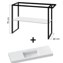 Mueble De Aluminio Con Lavabo De Resina Con Faldón Y Balda – Lupe – Doccia Group