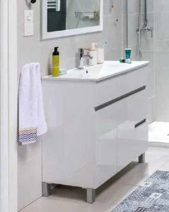 Mueble De Baño A Suelo Baho MATTY Blanco Con 2 Puertas Y 2 Cajones – Gamma – Matty