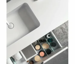 Mueble De Baño Suspendido Dos Cajones Con Modulo Dos Huecos Y Encimera 1 Seno SolidCoat Surface Grosor 5 Cm – Serie Life – Baños10