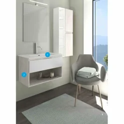 Mueble Suspendido 1 Cajón Y 1 Hueco + Encimera SolidCoat Surface Diva – Serie Life – Baños 10
