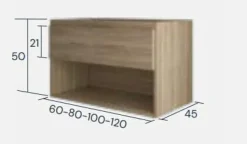 Mueble Suspendido 1 Cajón Y 1 Hueco Roble + Encimera Solidcoat Surface 110 Cm – Serie Life – Baños 10
