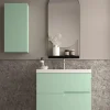 Mueble Suspendido 2 Cajones Frente Fresado Liso De MDF 22 Mm Acabado Mint + Lavabo Cerámico Grosor 1,7 Cm Blanco Brillo – Sia – DP Baños
