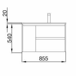 Mueble Suspendido 2 Cajones Y 1 Puerta Con Lavabo 850 Mm Coqueta Izquierda – Noja – Salgar