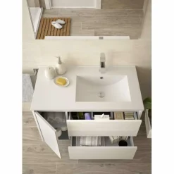 Mueble Suspendido 2 Cajones Y 1 Puerta Con Lavabo 850 Mm Coqueta Izquierda – Noja – Salgar