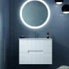 Mueble Suspendido 2 Cajones Frente Fresado De MDF 22 Mm Acabado Blanco + Lavabo Cerámico Grosor 1,7 Cm Blanco Brillo – Teram- DP Baños