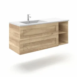 Mueble Suspendido 2 Cajones + Estante Derecha O Izquierda + Encimera Ceramica Center, Compacto, Alta Calidad – Lineal – Urban – Aja