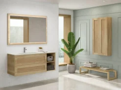 Mueble Suspendido 2 Cajones + Estante Derecha O Izquierda + Encimera Ceramica Center, Compacto, Alta Calidad – Lineal – Urban – Aja