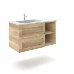 Mueble Suspendido 2 Cajones + Estante Derecha O Izquierda + Encimera Ceramica Center, Compacto, Alta Calidad – Lineal – Urban – Aja