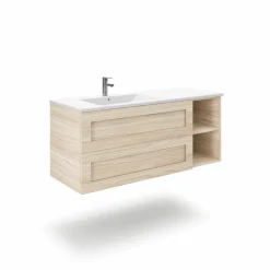 Mueble Suspendido 2 Cajones + Estante Derecha O Izquierda + Encimera Ceramica Center, Compacto, Alta Calidad – Lineal – Urban – Aja