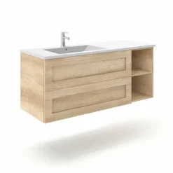 Mueble Suspendido 2 Cajones + Estante Derecha O Izquierda + Encimera Ceramica Center, Compacto, Alta Calidad – Lineal – Urban – Aja