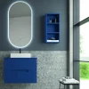 Mueble Suspendido 2 Cajones Frente Fresado De MDF 22 Mm Acabado Océano + Lavabo Cerámico Grosor 1,7 Cm Blanco Brillo – Istor- DP Baños
