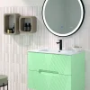 Mueble Suspendido 2 Cajones Frente Fresado De MDF 22 Mm Acabado Mint + Lavabo Cerámico Grosor 1,7 Cm Blanco Brillo – Istor- DP Baños