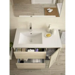 Mueble Suspendido 2 Cajones Y 1 Puerta Con Lavabo 855mm Coqueta Derecha – Noja – Salgar