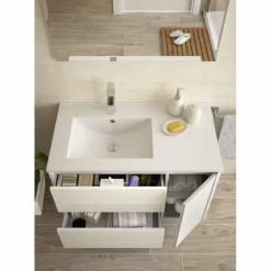 Mueble Suspendido 2 Cajones Y 1 Puerta Con Lavabo 855mm Coqueta Derecha – Noja – Salgar