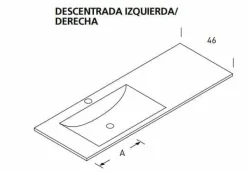Mueble Suspendido 2 Cajones + Puerta Derecha O Izquierda + Encimera Ceramica Center, Compacto, Alta Calidad – Lineal – Urban – Aja