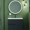 Mueble Suspendido 2 Cajones Frente Fresado De MDF 22 Mm Acabado Antracita + Lavabo Cerámico Grosor 1,7 Cm Blanco Brillo – Rimo – DP Baños