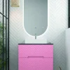Mueble Suspendido 2 Cajones Frente Fresado De MDF 22 Mm Acabado Rosa + Lavabo Cerámico Grosor 1,7 Cm Blanco Brillo – Kamet- DP Baños