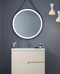 Mueble Suspendido 2 Cajones Frente Fresado Liso De MDF 22 Mm Acabado Beige + Lavabo Cerámico Grosor 1,7 Cm Blanco Brillo – Sia – DP Baños
