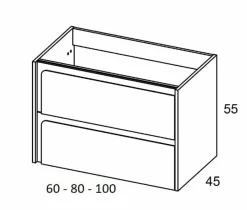 Mueble Suspendido 2 Cajones Combinando Acabados Fondo Aliso Y Frente A Elegir – Indico – Visobath