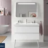 Mueble Suspendido 2 Cajones 60 Cm Con Tirador En Blanco Soft Y Lavabo Porcelana – Spirit – Salgar