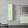 Mueble Suspendido 2 Cajones Frente Fresado De MDF 22 Mm Acabado Mint + Lavabo Cerámico Grosor 1,7 Cm Blanco Brillo – Teram- DP Baños