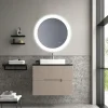Mueble Suspendido 2 Cajones Frente Fresado De MDF 22 Mm Acabado Moka + Lavabo Cerámico Grosor 1,7 Cm Blanco Brillo – Teram- DP Baños